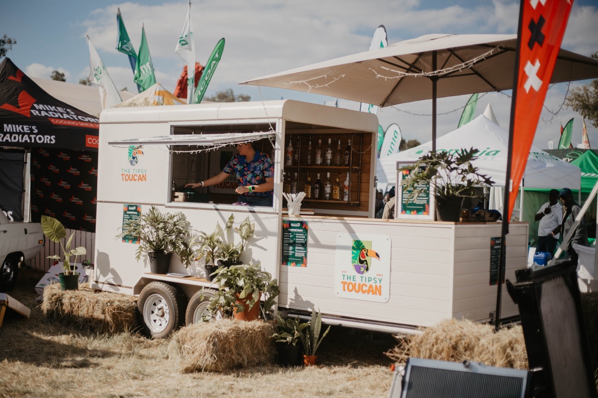 Branded bar setup at a festival